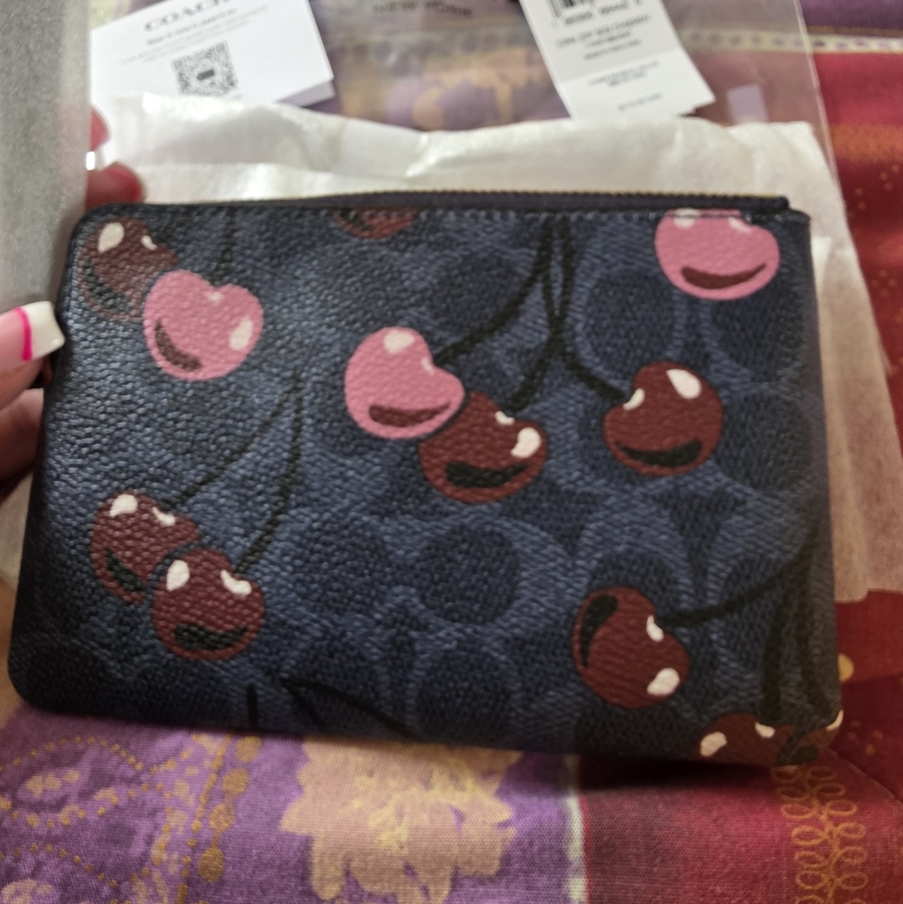 Coach NWT Cherry Corner Zip Wristlet - Picture 3 of 6